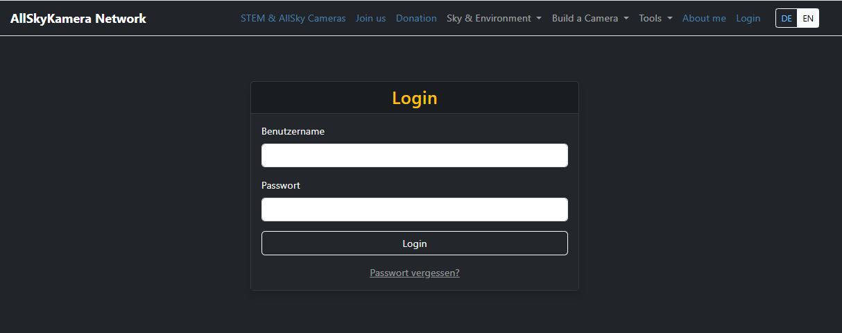 Screenshot of the login page with input fields for username and password